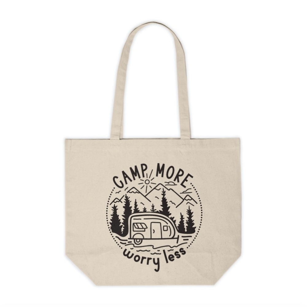 Camp More, Worry Less Custom Canvas Tote Bag